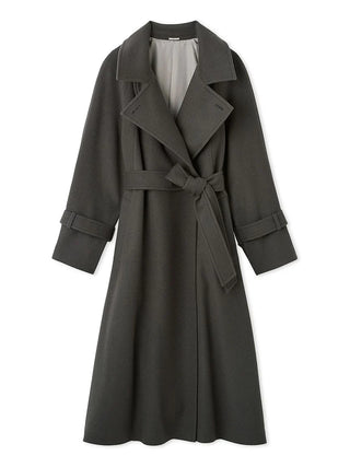 Wool Cashmere Stand Wrap Coat in Dark Gray, Premium Women's Outwear at SNIDEL USA