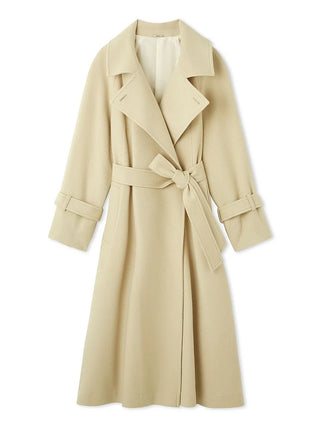 Wool Cashmere Stand Wrap Coat in Ivory, Premium Women's Outwear at SNIDEL USA