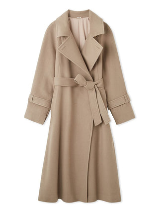 Wool Cashmere Stand Wrap Coat in Mocha, Premium Women's Outwear at SNIDEL USA