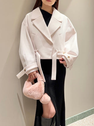 Cropped Pea Coat in Ivory, Premium Women's Outwear at SNIDEL USA