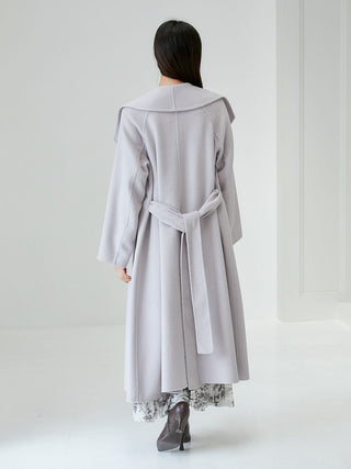 Oversized Collar Wrap Coat in Light Grey, Premium Women's Outwear at SNIDEL USA