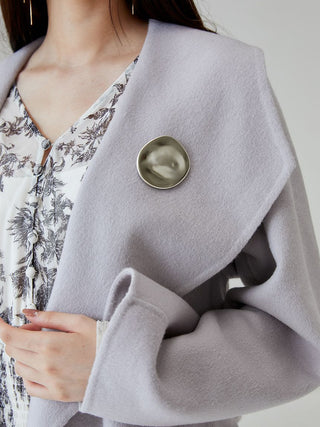 Oversized Collar Wrap Coat in Light Grey, Premium Women's Outwear at SNIDEL USA