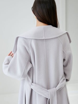 Oversized Collar Wrap Coat in Light Grey, Premium Women's Outwear at SNIDEL USA