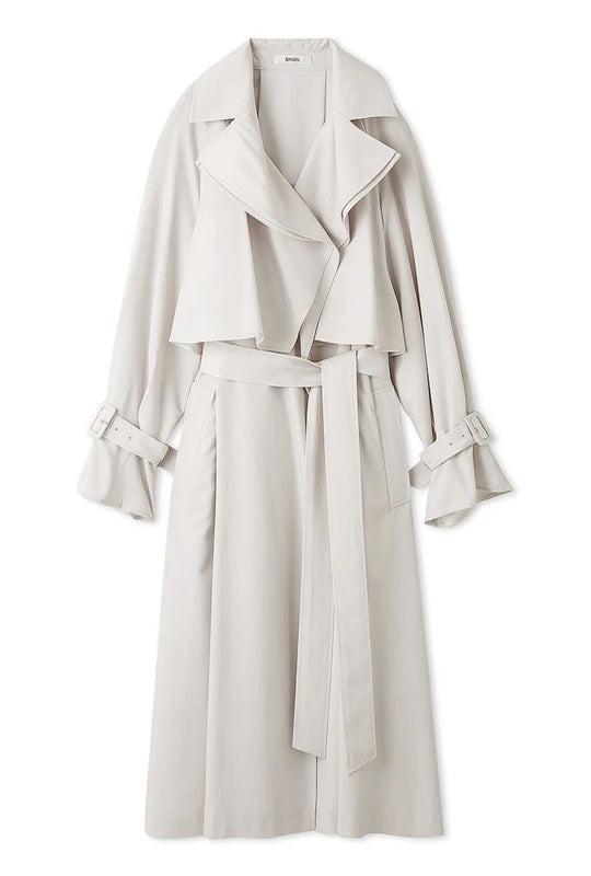 Sustainable Layered Gloss Trench Coat in IVORY, Premium Women's Outwear at SNIDEL USA.