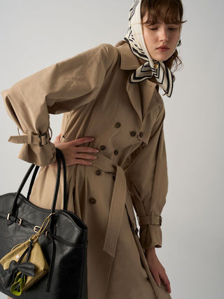 Classic Long Trench Coat in BEIGE, Premium Women's Outwear at SNIDEL USA.