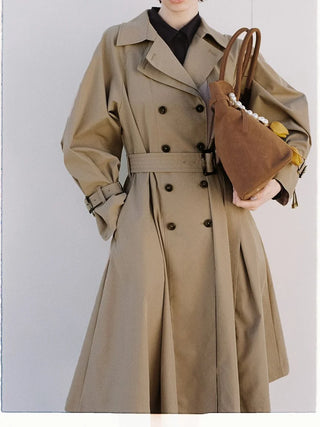 Classic Long Trench Coat in BEIGE, Premium Women's Outwear at SNIDEL USA.