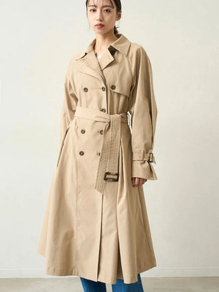 Classic Long Trench Coat in BEIGE, Premium Women's Outwear at SNIDEL USA.