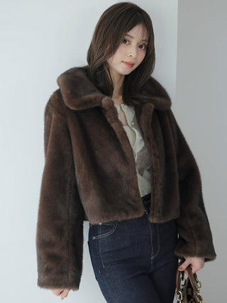 Short Stand Collar Faux Fur Coat