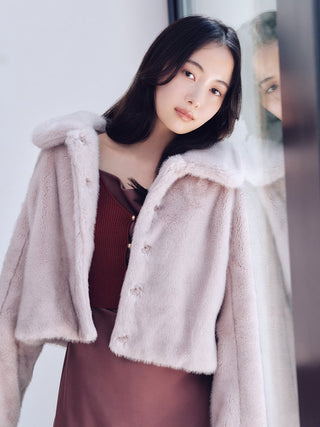 Short Stand Collar Faux Fur Coat