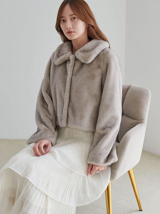 Short Stand Collar Faux Fur Coat