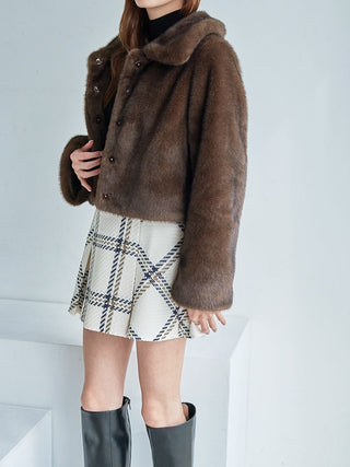 Short Stand Collar Faux Fur Coat