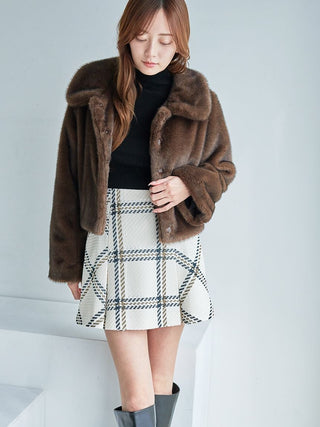 Short Stand Collar Faux Fur Coat