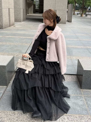 Short Stand Collar Faux Fur Coat