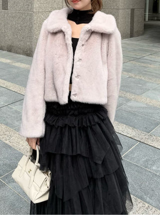 Short Stand Collar Faux Fur Coat