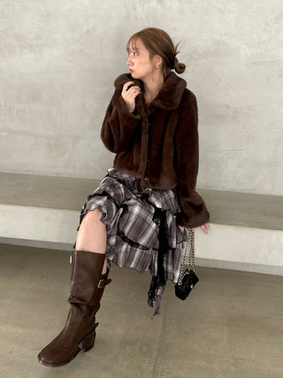 Short Stand Collar Faux Fur Coat