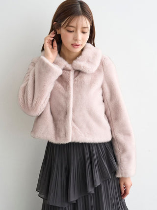 Short Stand Collar Faux Fur Coat