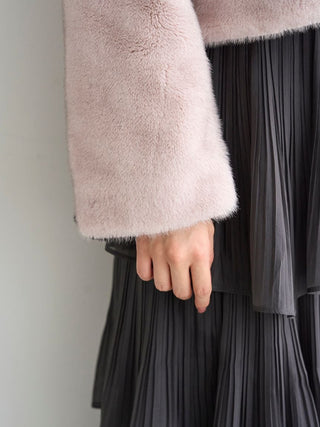 Short Stand Collar Faux Fur Coat