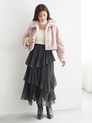 Short Stand Collar Faux Fur Coat