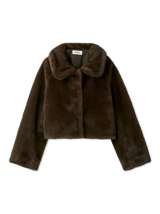 Short Stand Collar Faux Fur Coat