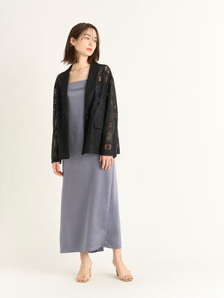 Paneled Lace Cardigan in black, A Premium, Fashionable, and Trendy Women's Tops at SNIDEL USA