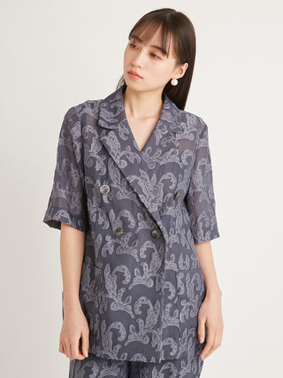 Jacquard Half Sleeve Blazer in gray, A Premium, Fashionable, and Trendy Women's Tops at SNIDEL USA