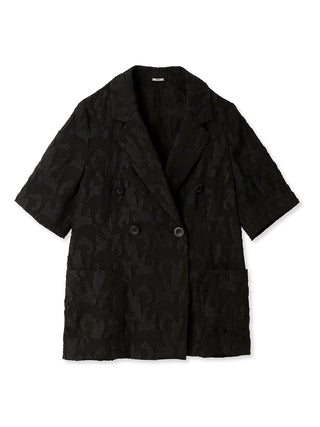 Jacquard Half Sleeve Blazer in black, A Premium, Fashionable, and Trendy Women's Tops at SNIDEL USA