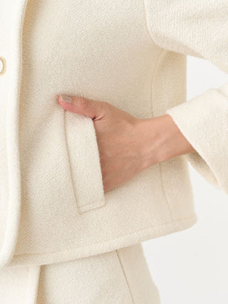 Tweed Cropped Wool Jacket in ivory, Premium Women's Outwear at SNIDEL USA.