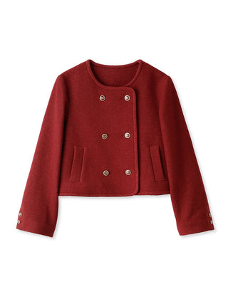 Tweed Cropped Wool Jacket in red, Premium Women's Outwear at SNIDEL USA.