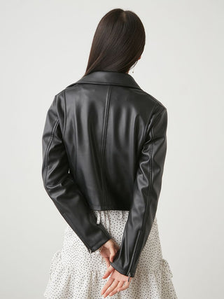 Faux Leather Biker Jacket in Black, Premium Women's Outwear at SNIDEL USA.