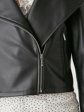 Faux Leather Biker Jacket in Black, Premium Women's Outwear at SNIDEL USA.
