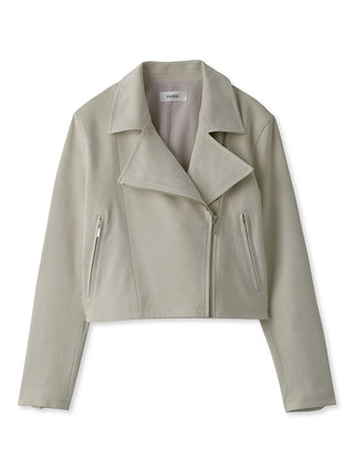 Faux Leather Biker Jacket in Light Grey, Premium Women's Outwear at SNIDEL USA.