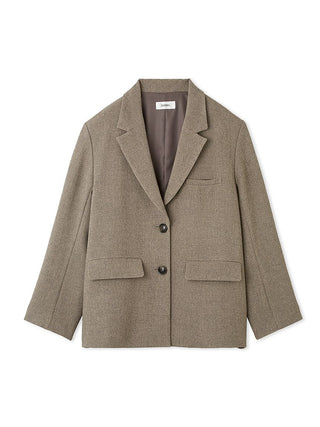 Oversized Tailored Blazer in Grey Beige, Premium Women's Outwear at SNIDEL USA