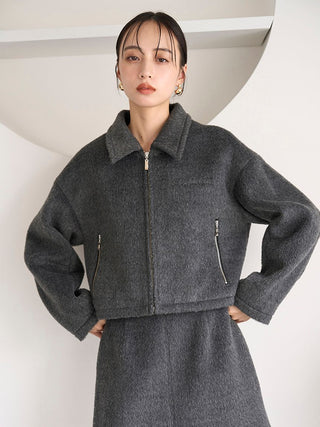 Cozy Cropped Wool Jacket in Gray, Premium Women's Outwear at SNIDEL USA