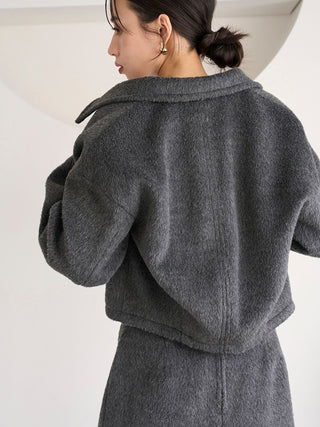 Cozy Cropped Wool Jacket in Gray, Premium Women's Outwear at SNIDEL USA