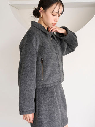 Cozy Cropped Wool Jacket in Gray, Premium Women's Outwear at SNIDEL USA