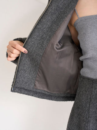 Cozy Cropped Wool Jacket in Gray, Premium Women's Outwear at SNIDEL USA