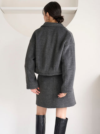 Cozy Cropped Wool Jacket in Gray, Premium Women's Outwear at SNIDEL USA