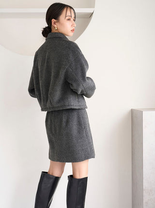 Cozy Cropped Wool Jacket in Gray, Premium Women's Outwear at SNIDEL USA