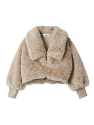 Trendy Faux Fur Cropped Jacket in Light Beige, Premium Women's Outwear at SNIDEL USA