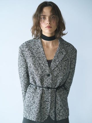 Belted Tweed Blazer in Mix, Premium Women's Outwear at SNIDEL USA