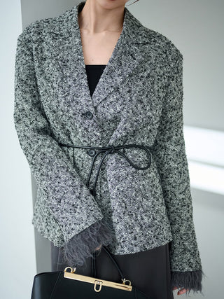 Belted Tweed Blazer in Mix, Premium Women's Outwear at SNIDEL USA