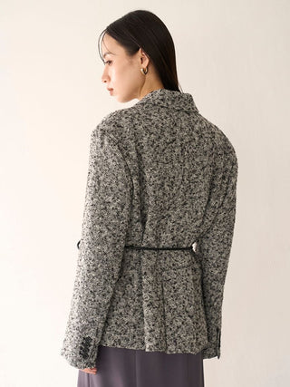 Belted Tweed Blazer in Mix, Premium Women's Outwear at SNIDEL USA