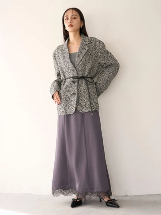 Belted Tweed Blazer in Mix, Premium Women's Outwear at SNIDEL USA