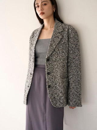 Belted Tweed Blazer in Mix, Premium Women's Outwear at SNIDEL USA