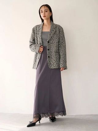 Belted Tweed Blazer in Mix, Premium Women's Outwear at SNIDEL USA