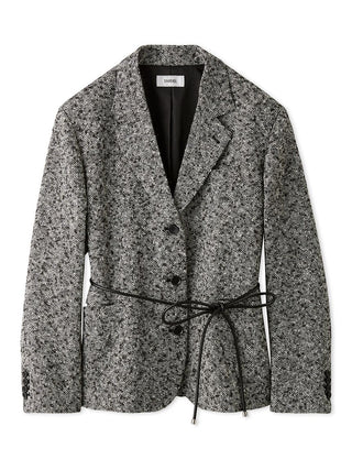 Belted Tweed Blazer in Mix, Premium Women's Outwear at SNIDEL USA