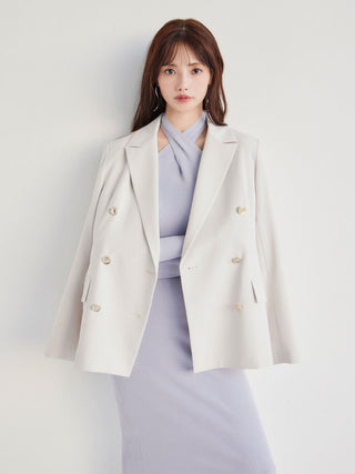 Elegant Blazer Coat in Ivory, Premium Women's Outwear at SNIDEL USA