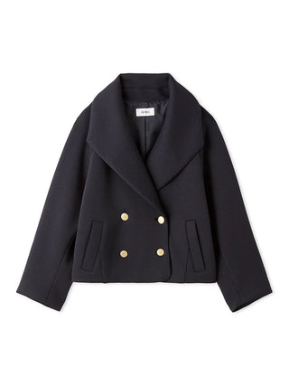 Modern Boxy Fit Cropped Coat in Navy, Premium Women's Outwear at SNIDEL USA