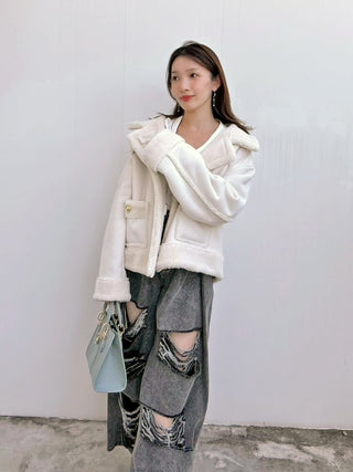 Gold Button Boa Jacket