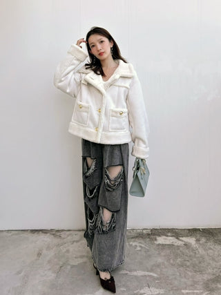 Gold Button Boa Jacket